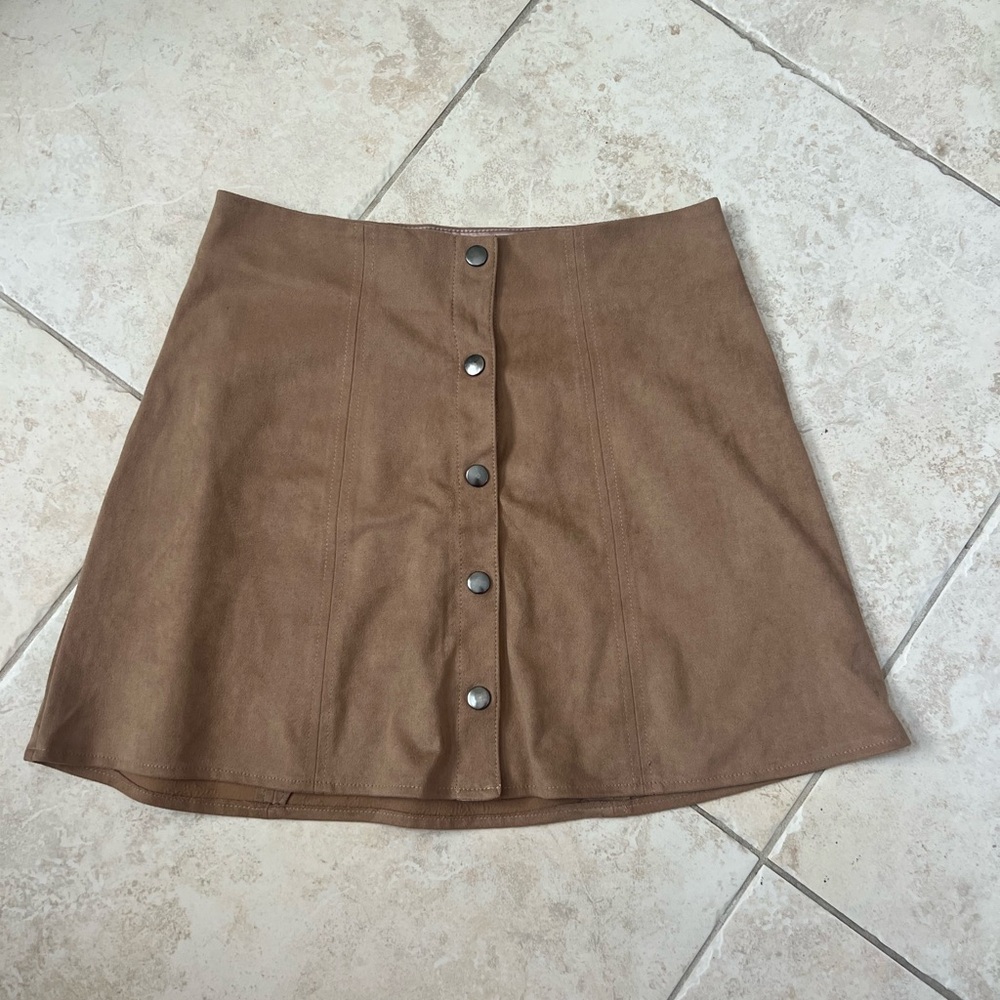 Kendall & Kylie Suede button-Front Mini Skirt
